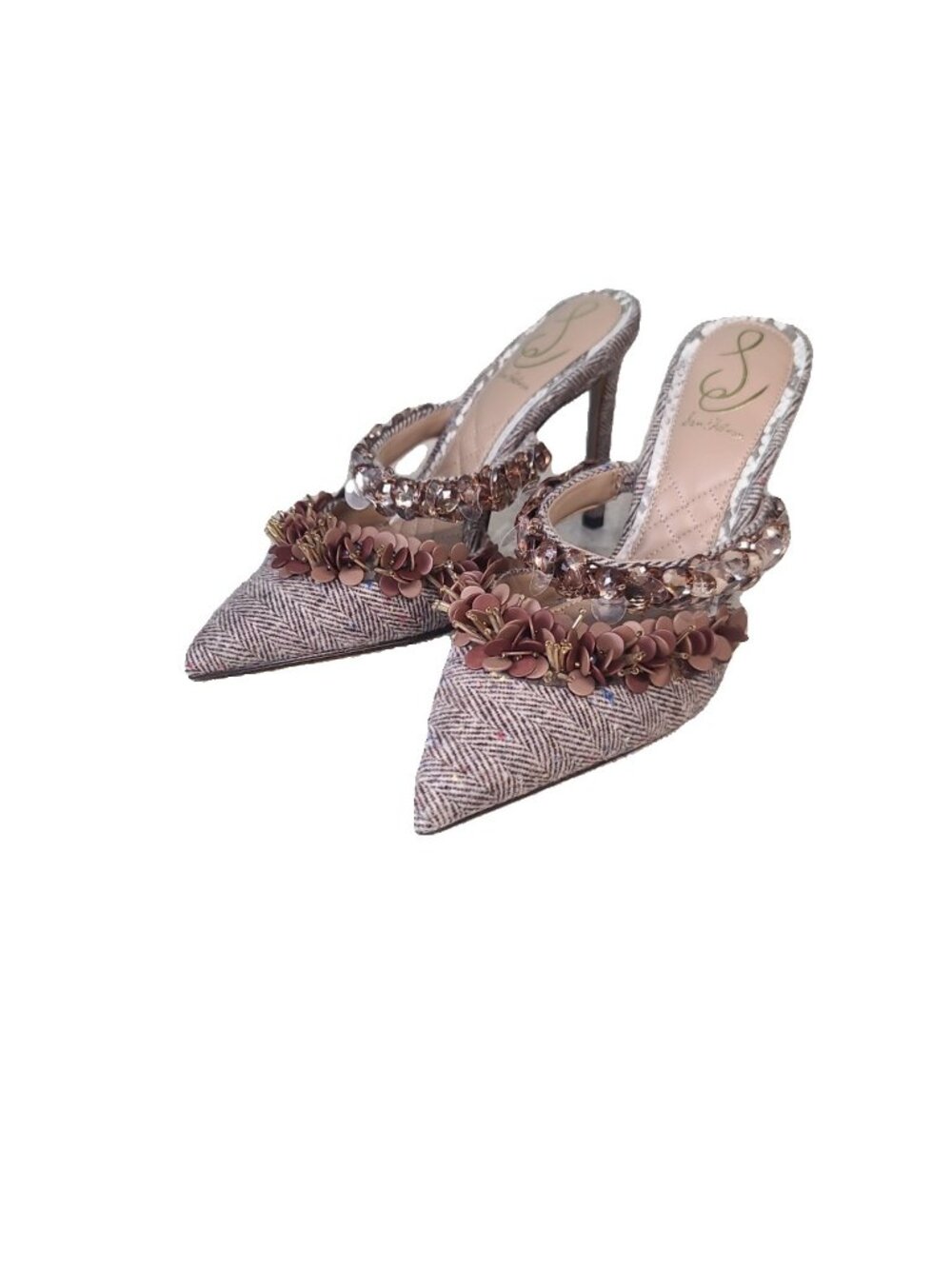 Sam Edelman Athena Embellished Mules Size 8 Brown Multi